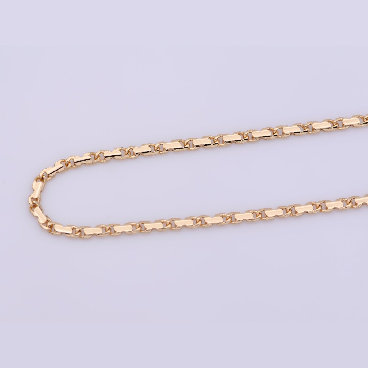 18K Gold plated Scroll Chain Necklace, 18 Inch Scroll Finished Chain For Jewelry Making, Dainty 2.5mm Designed Necklace w/ Spring Ring | CN-385 Clearance Pricing - DLUXCA