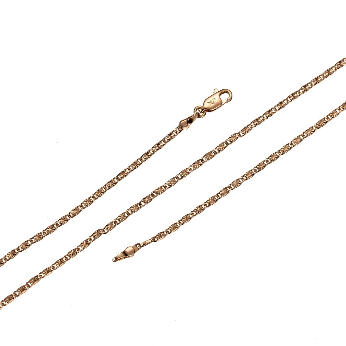 18K Gold plated Scroll Chain Necklace, 23.5 inch Designed Necklace For Jewelry Making, Dainty 1.7mm Designed Necklace w/ Spring Ring | CN-412 Clearance Pricing - DLUXCA