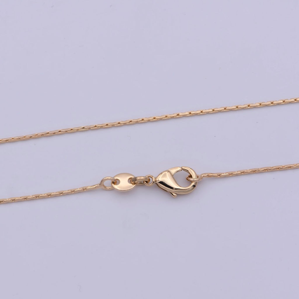 18K Gold plated Snake Chain, 0.7mm Gold Designed Chain 18 Inches Ready To Wear Necklace w/ Lobster Clasps | WA-476 Clearance Pricing - DLUXCA