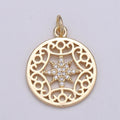 18K Gold plated Star Circle Charm E-094 - DLUXCA