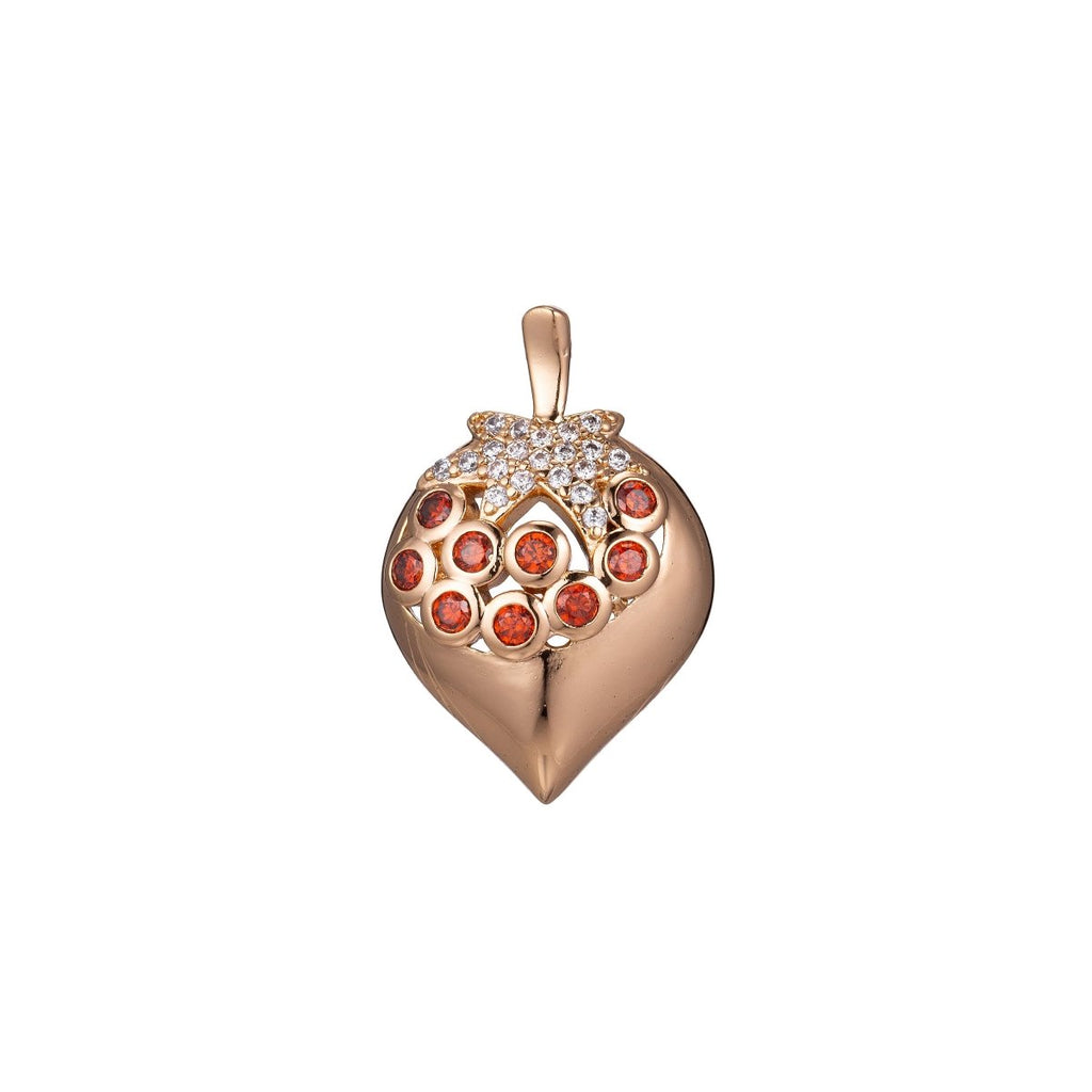 18K Gold plated Strawberry Charm Red Strawberry Pendant for Layer Necklace Finding Jewelry Making Supply H-850 - DLUXCA