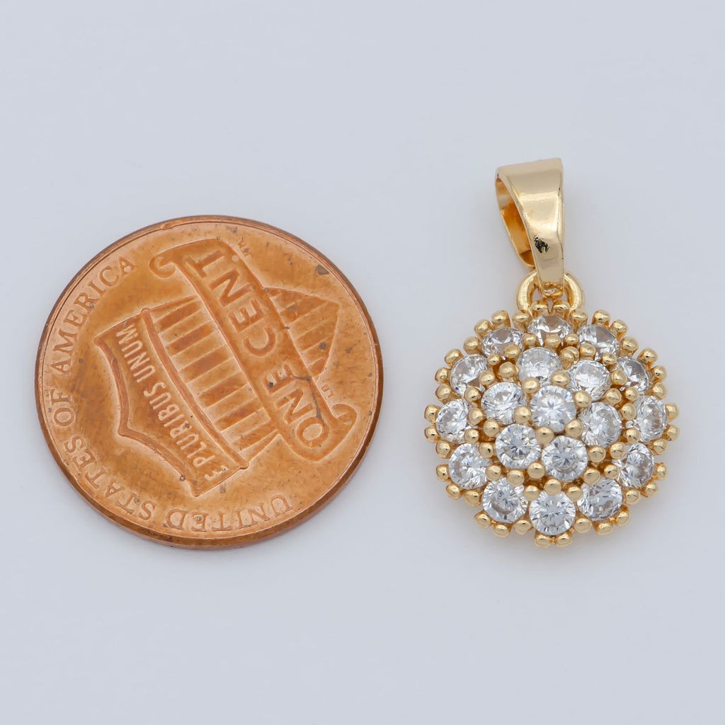 18K Gold plated Sun CZ paved Charm, Bright Cubic Micro paved Pendant Celestial Jewelry Craft Supply, Sunshine, Sunburst, Nature Lover Gift I-090 - DLUXCA