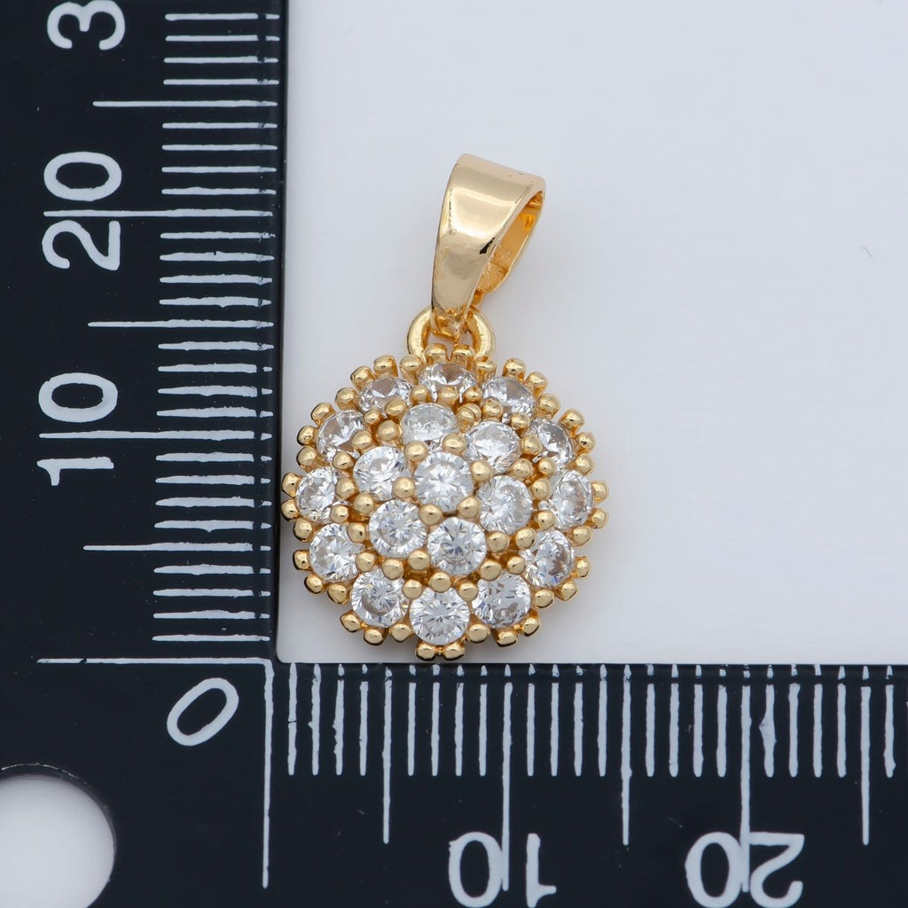 18K Gold plated Sun CZ paved Charm, Bright Cubic Micro paved Pendant Celestial Jewelry Craft Supply, Sunshine, Sunburst, Nature Lover Gift I-090 - DLUXCA
