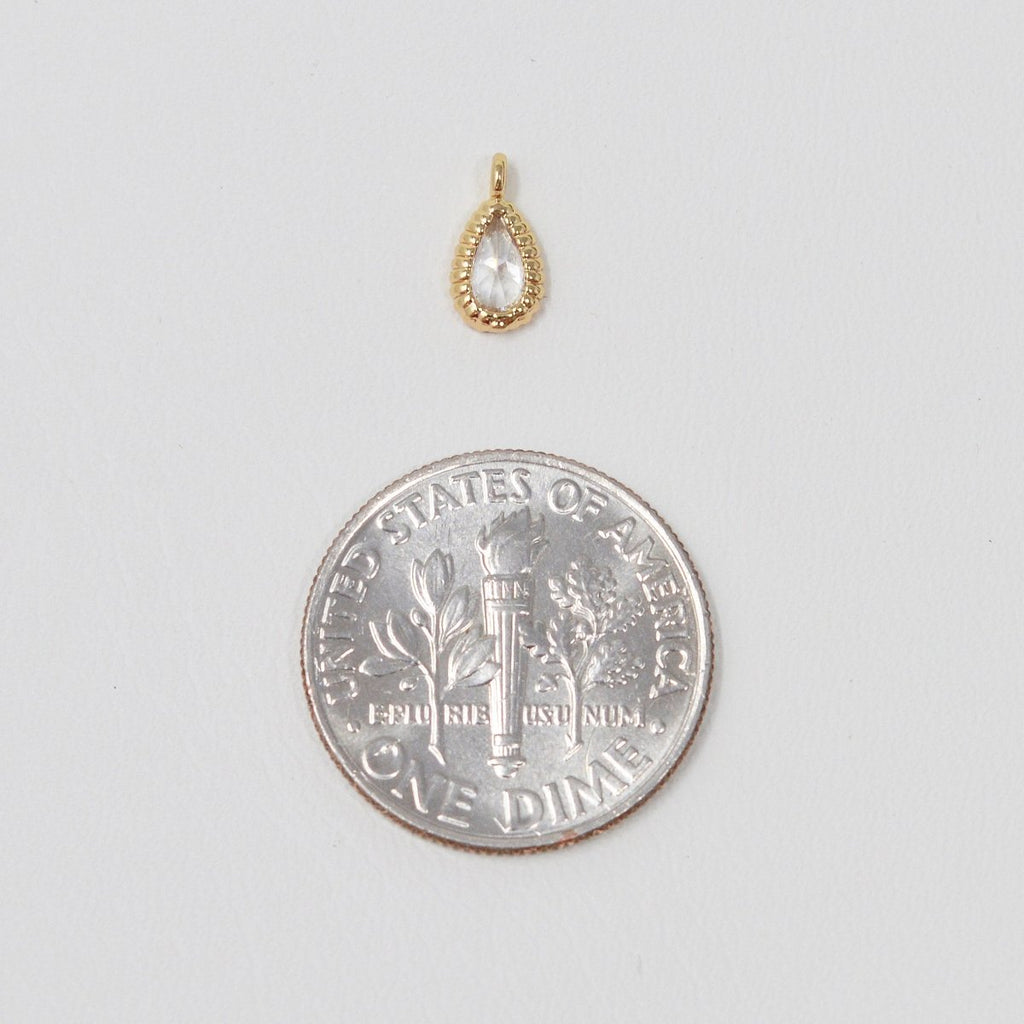 18K Gold plated Teardrop Charm Add on charm for Necklace Bracelet Earring M-381 - DLUXCA
