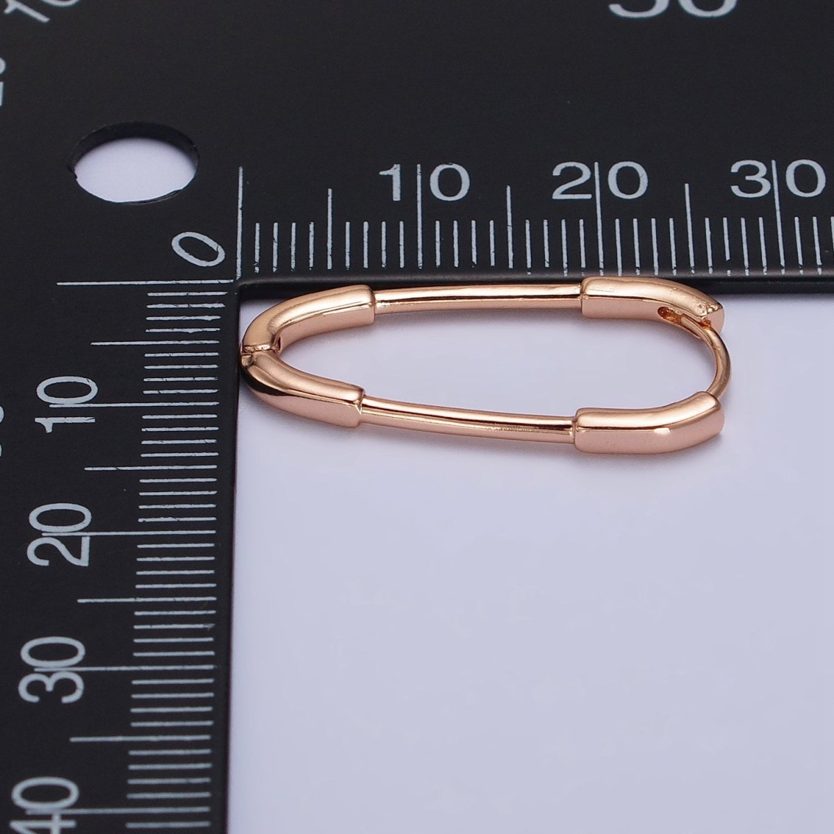 18k Gold plated Thin Oblong Hoop Earring Oval Lever Back Earring Minimalist Jewelry AB1069 - DLUXCA