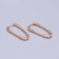 18k Gold plated Thin Oblong Hoop Earring Oval Lever Back Earring Minimalist Jewelry AB1069 - DLUXCA