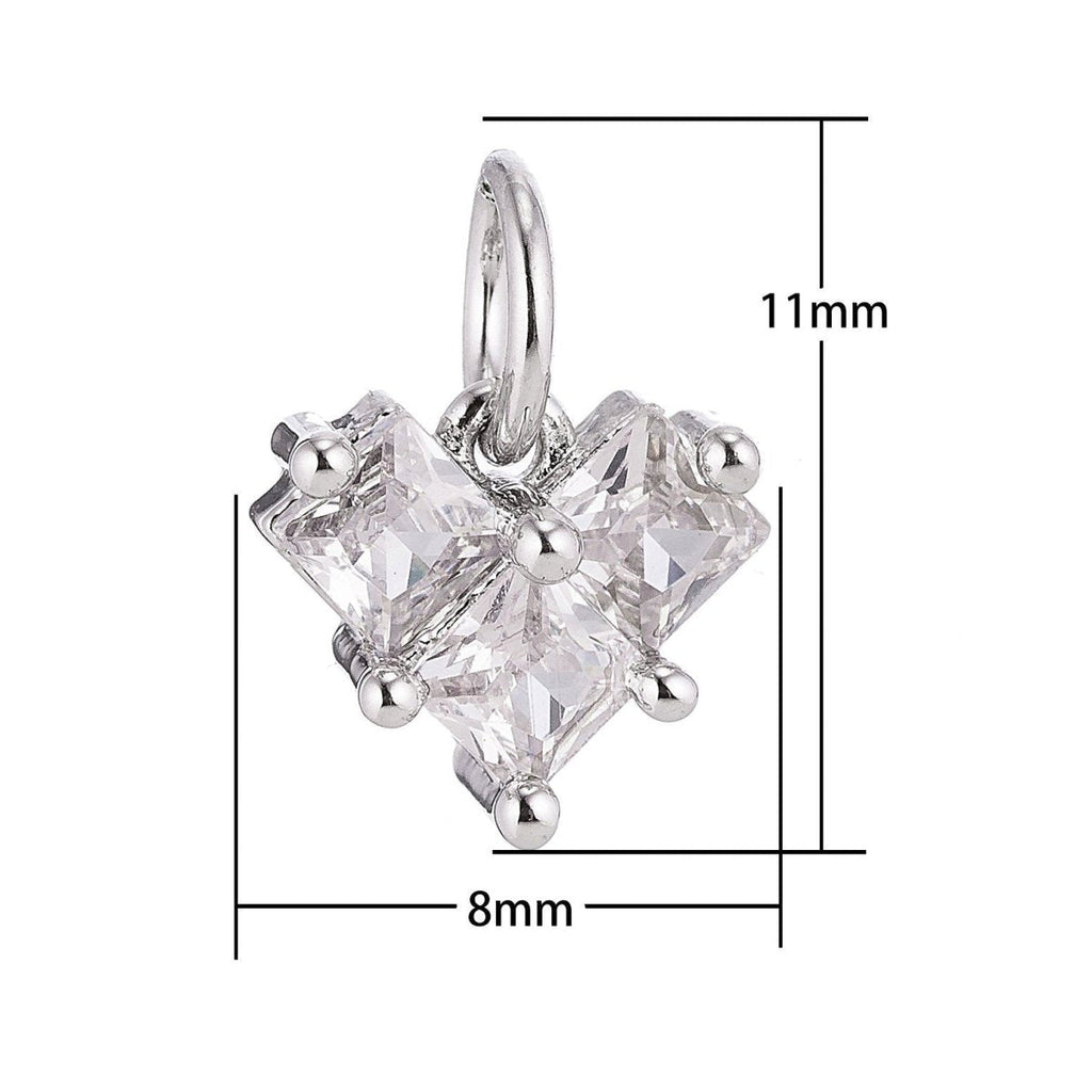 18K Gold plated Tiny Heart of Gold, Cubic Zirconia Charm Pendant C-053