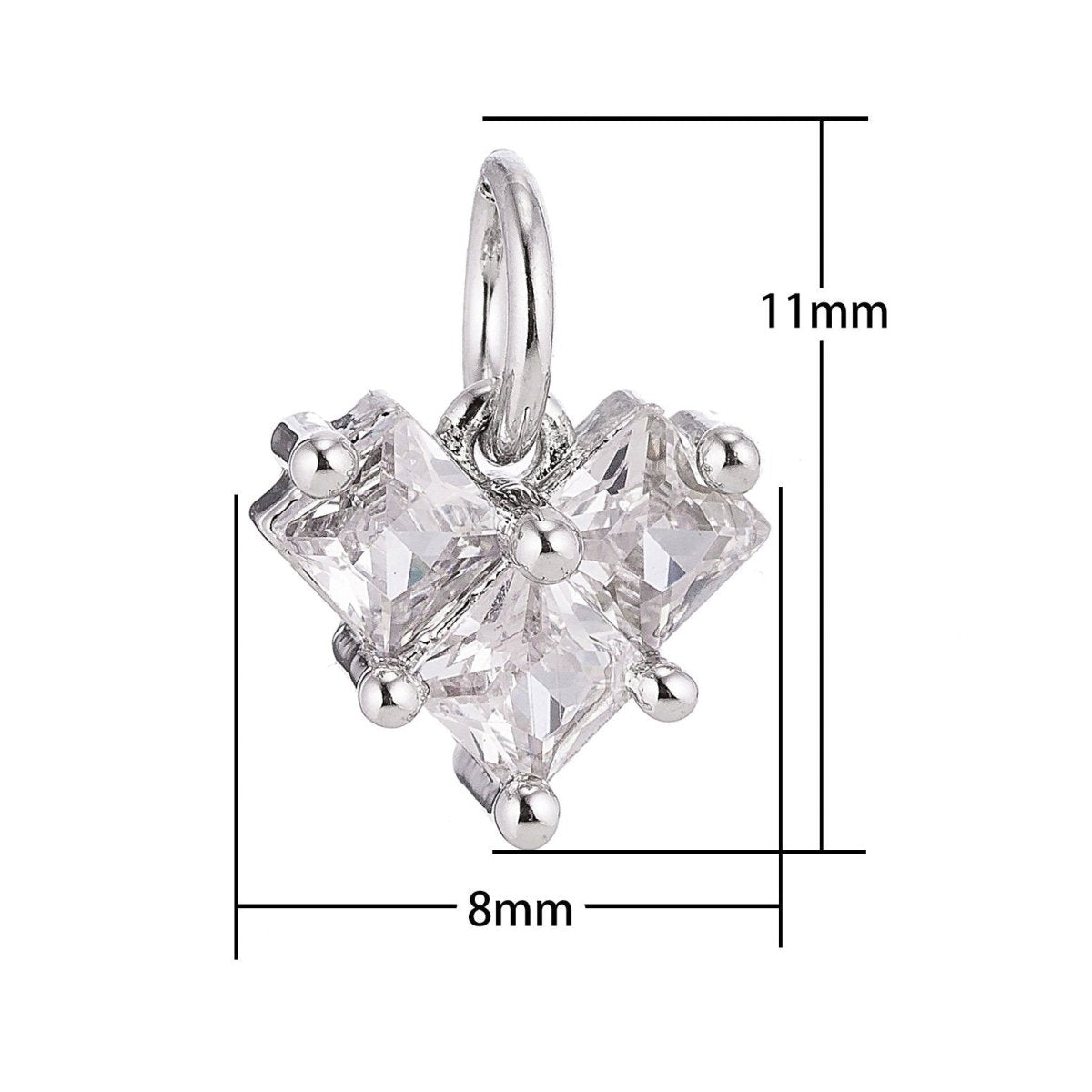 18K Gold plated Tiny Heart of Gold, Cubic Zirconia Charm Pendant C-053