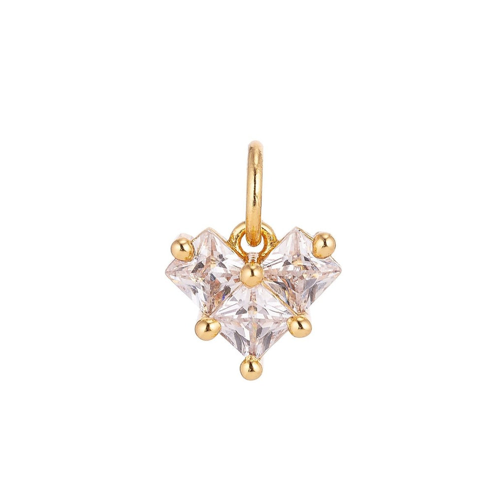 18K Gold plated Tiny Heart of Gold, Cubic Zirconia Charm Pendant C-053