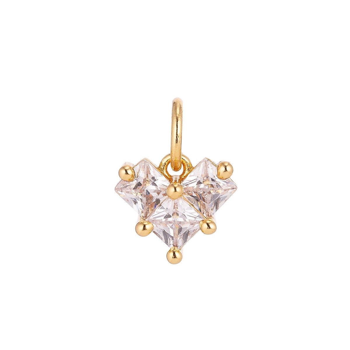 18K Gold plated Tiny Heart of Gold, Cubic Zirconia Charm Pendant C-053