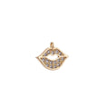 18K Gold plated Tiny Lip Kiss Cubic Zirconia Pendant Charm C-024