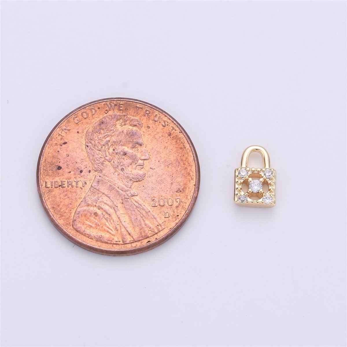 18k Gold plated Tiny Lock Charm Gold Padlock Charm Micro Pave Lock Charm GF for Necklace Bracelet Earring Jewelry Making Supply 8x5 mm | K-139 - DLUXCA