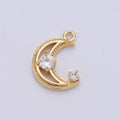 18k Gold plated Tiny moon Charm Gold Moon Charm Micro Pave Crescent moon Charm gold fill for Necklace Bracelet Earring Jewelry Making Supply K-137 - DLUXCA