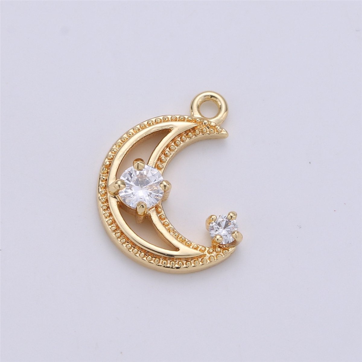 18k Gold plated Tiny moon Charm Gold Moon Charm Micro Pave Crescent moon Charm gold fill for Necklace Bracelet Earring Jewelry Making Supply K-137 - DLUXCA