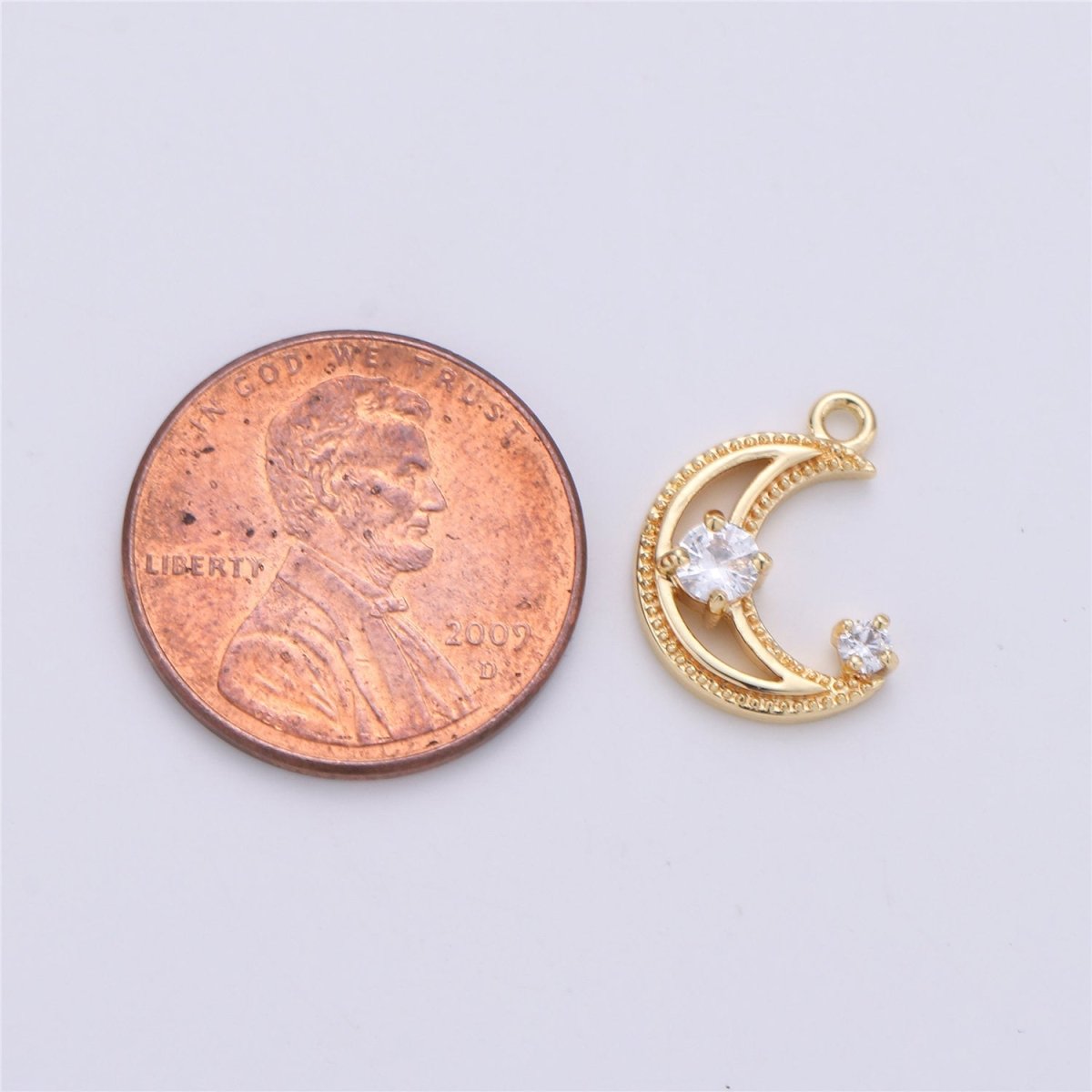 18k Gold plated Tiny moon Charm Gold Moon Charm Micro Pave Crescent moon Charm gold fill for Necklace Bracelet Earring Jewelry Making Supply K-137 - DLUXCA