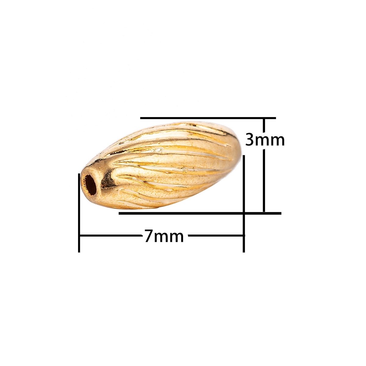 18K Gold plated Tiny Small Rice Beads Textured Spacer | B-031 - DLUXCA