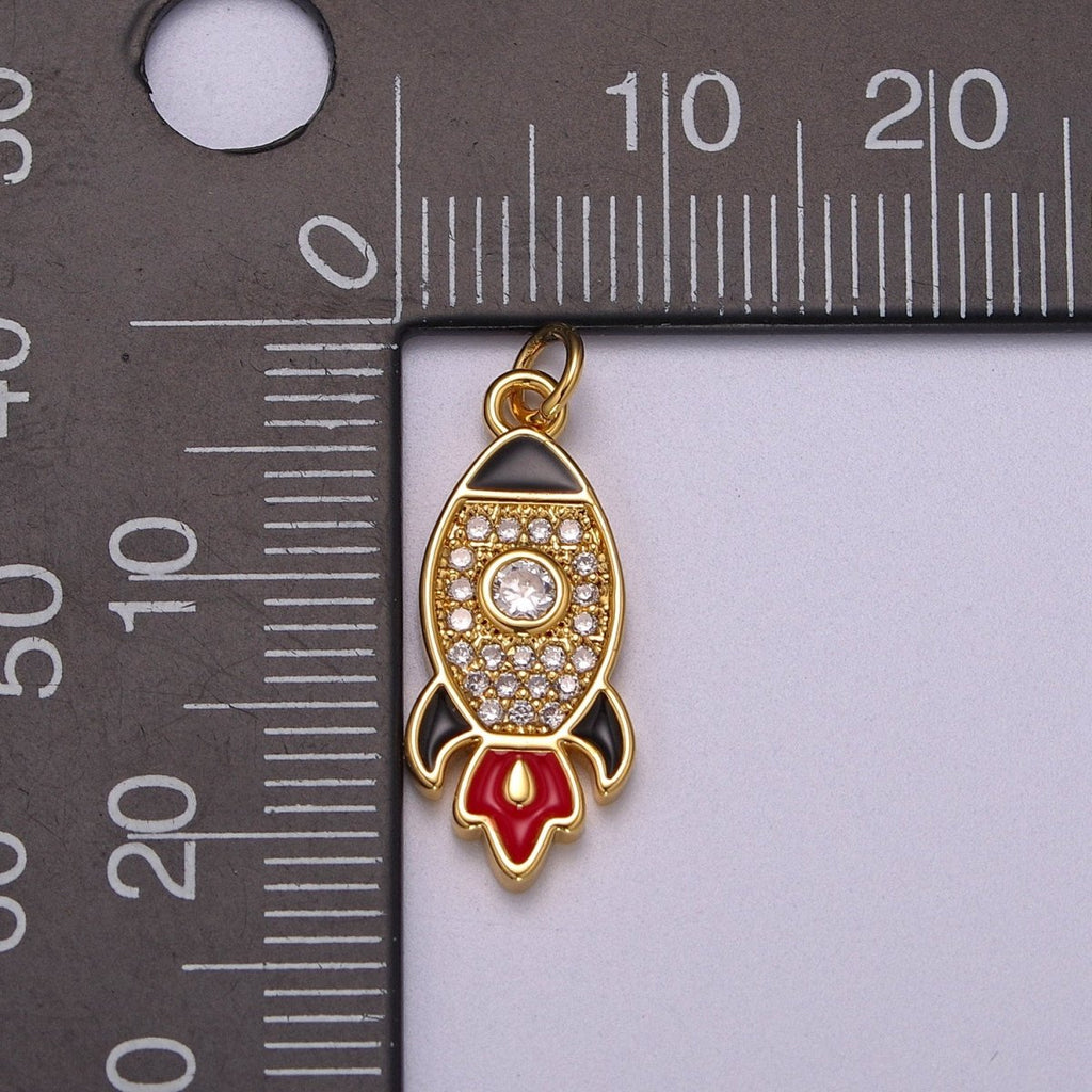 18K Gold plated To The Moon Rocket Emoji Charm Stocks, Game Stop Stonks Funny Gift For Her, Day Trader Fintwit Woman Girl Supply M-744 - DLUXCA