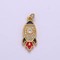 18K Gold plated To The Moon Rocket Emoji Charm Stocks, Game Stop Stonks Funny Gift For Her, Day Trader Fintwit Woman Girl Supply M-744 - DLUXCA