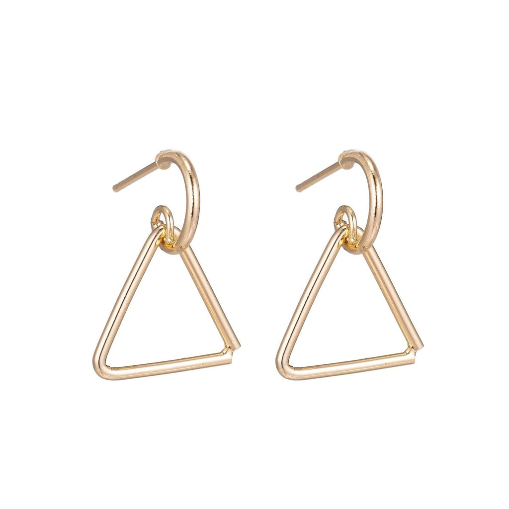 18k Gold plated Triangle Earrings Post, Handmade Stud Earrings, Geometric Earring Making Findings for Jewelry Making Supplies K-019 - DLUXCA