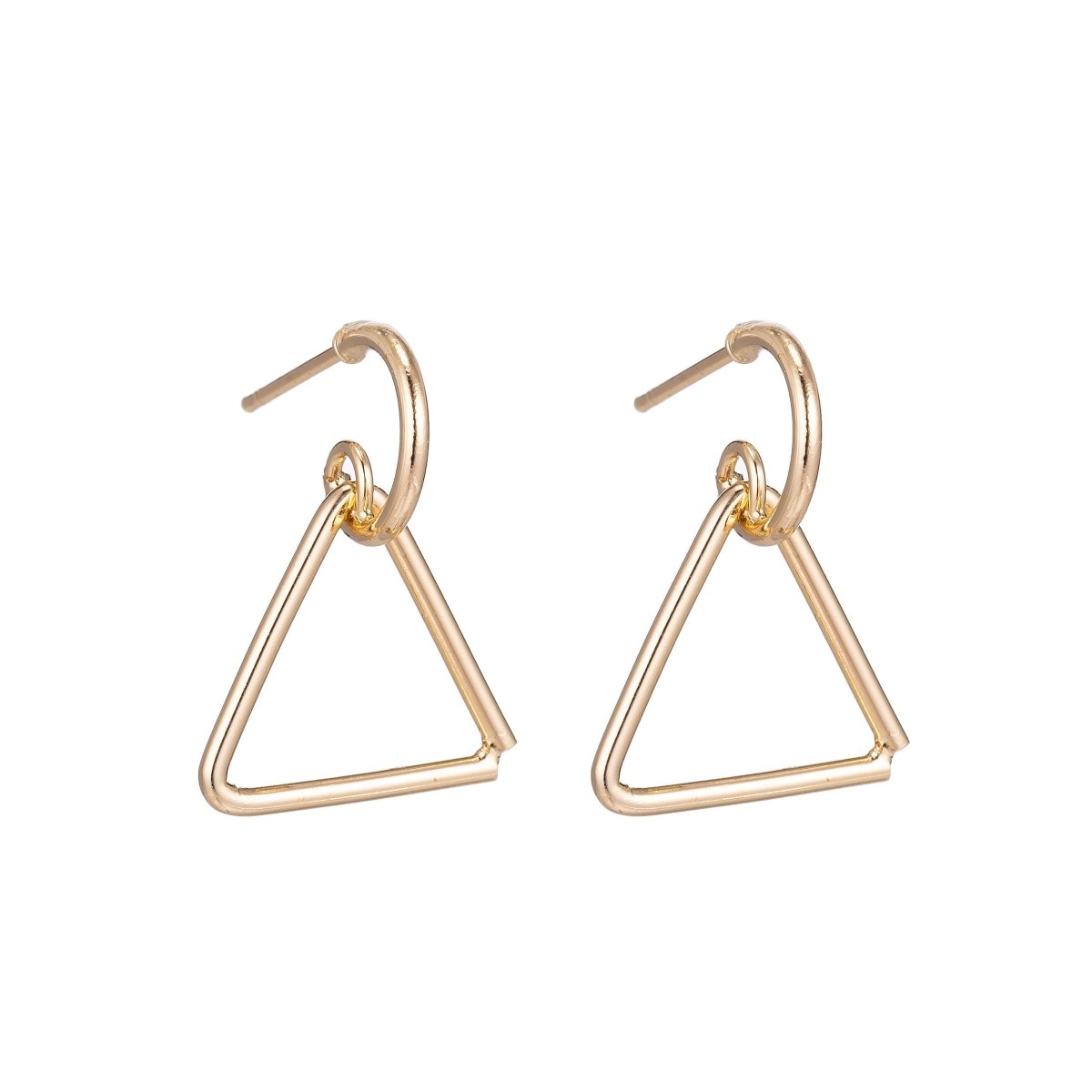 18k Gold plated Triangle Earrings Post, Handmade Stud Earrings, Geometric Earring Making Findings for Jewelry Making Supplies K-019 - DLUXCA