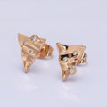 18K Gold plated Triangle Hammered CZ Dotted Stud Earrings | AD1408 - DLUXCA