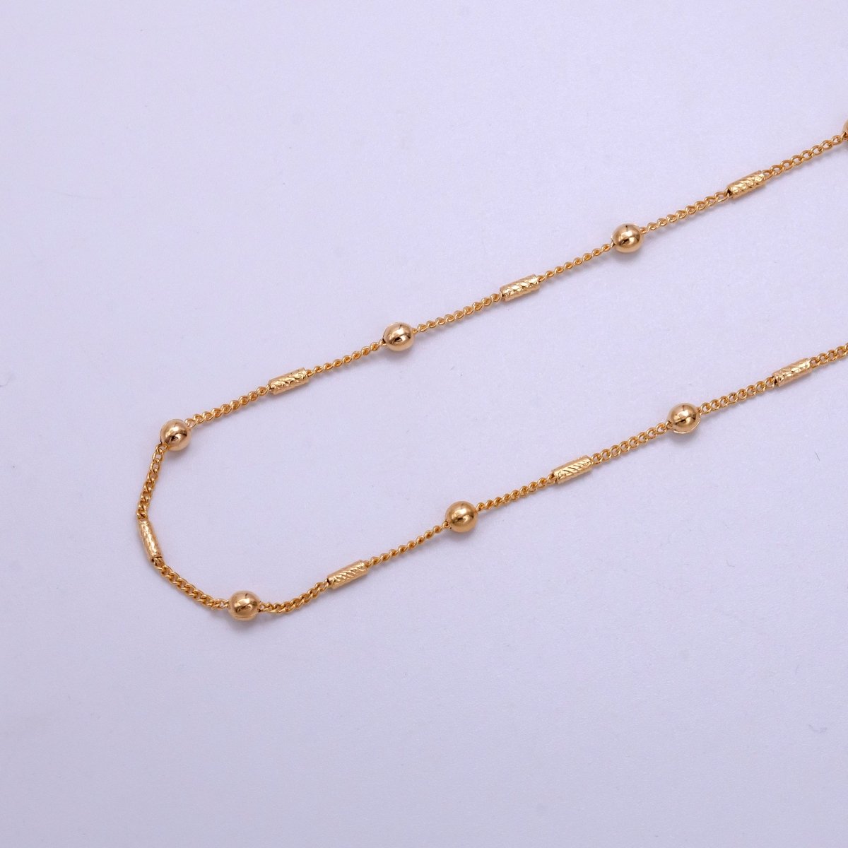 18K Gold plated Tube Rope Satellite Chain 18 Inch Necklace | CN-645 - DLUXCA