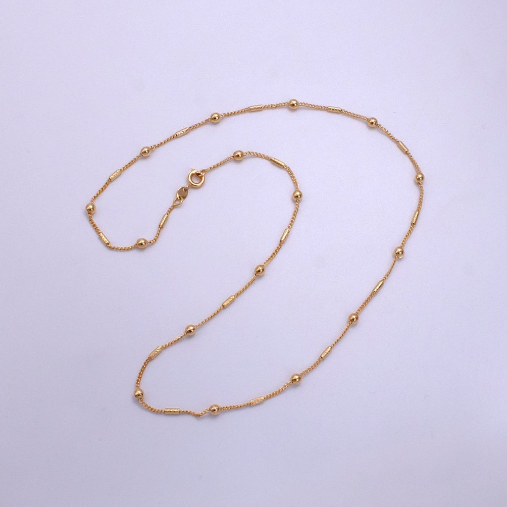 18K Gold plated Tube Rope Satellite Chain 18 Inch Necklace | CN-645 - DLUXCA
