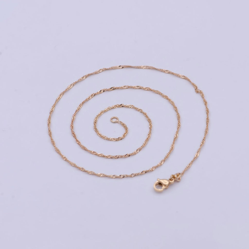 18k Gold plated Twisted Singapore Chain Necklace, Gold Chain Necklace Layer Dainty Necklace | WA-762 Clearance Pricing - DLUXCA