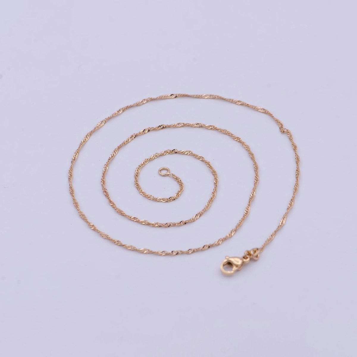 18k Gold plated Twisted Singapore Chain Necklace, Gold Chain Necklace Layer Dainty Necklace | WA-762 Clearance Pricing - DLUXCA