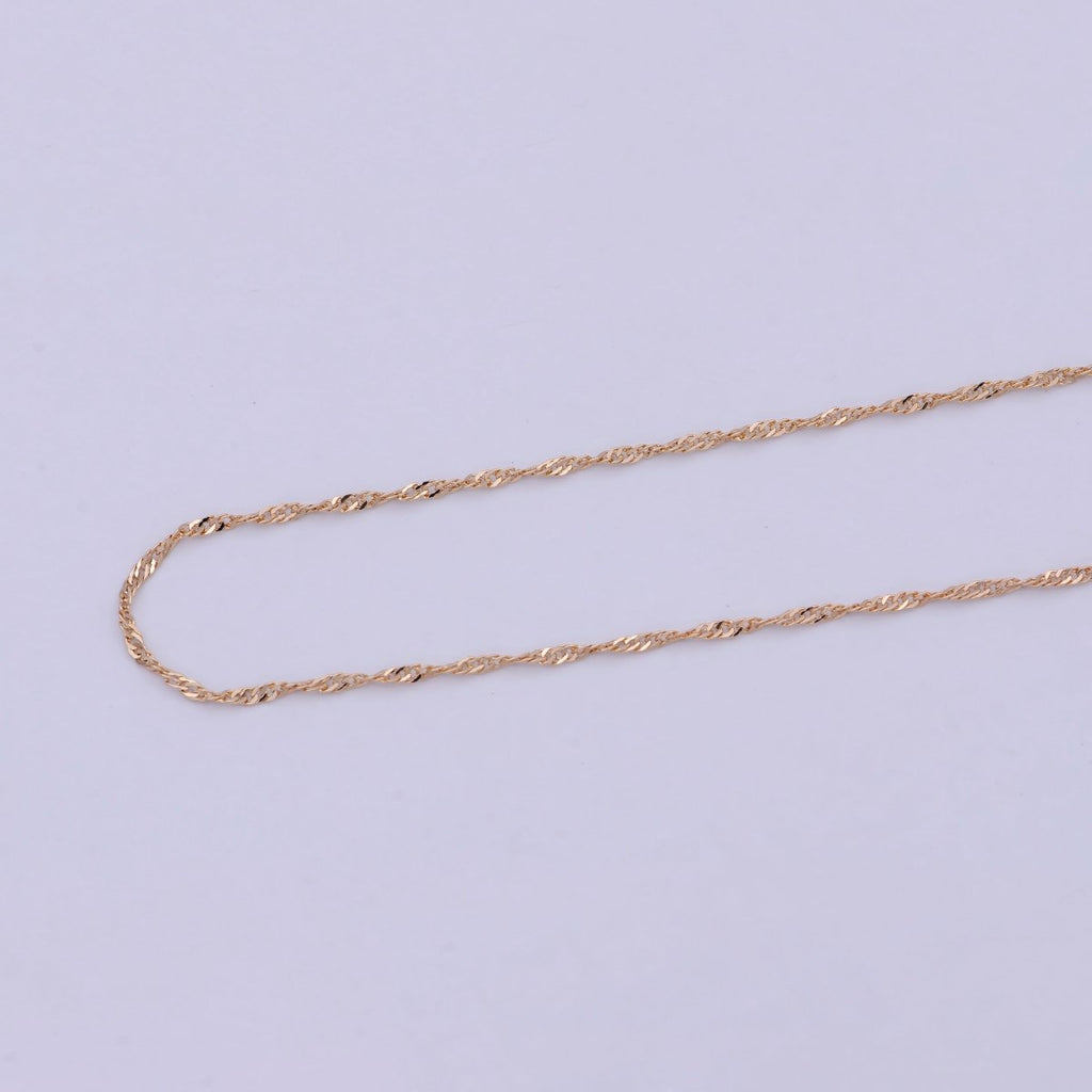 18k Gold plated Twisted Singapore Chain Necklace, Gold Chain Necklace Layer Dainty Necklace | WA-762 Clearance Pricing - DLUXCA