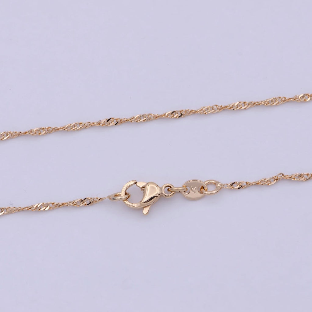 18k Gold plated Twisted Singapore Chain Necklace, Gold Chain Necklace Layer Dainty Necklace | WA-762 Clearance Pricing - DLUXCA