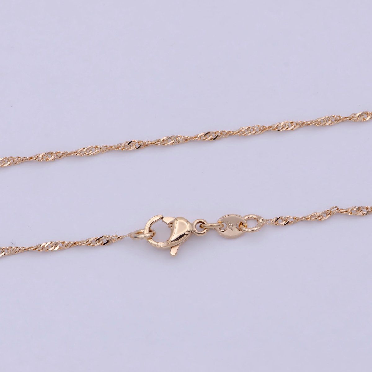 18k Gold plated Twisted Singapore Chain Necklace, Gold Chain Necklace Layer Dainty Necklace | WA-762 Clearance Pricing - DLUXCA