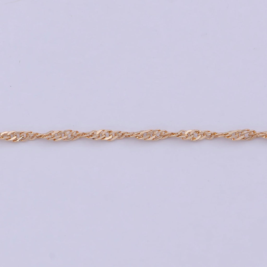 18k Gold plated Twisted Singapore Chain Necklace, Gold Chain Necklace Layer Dainty Necklace | WA-762 Clearance Pricing - DLUXCA