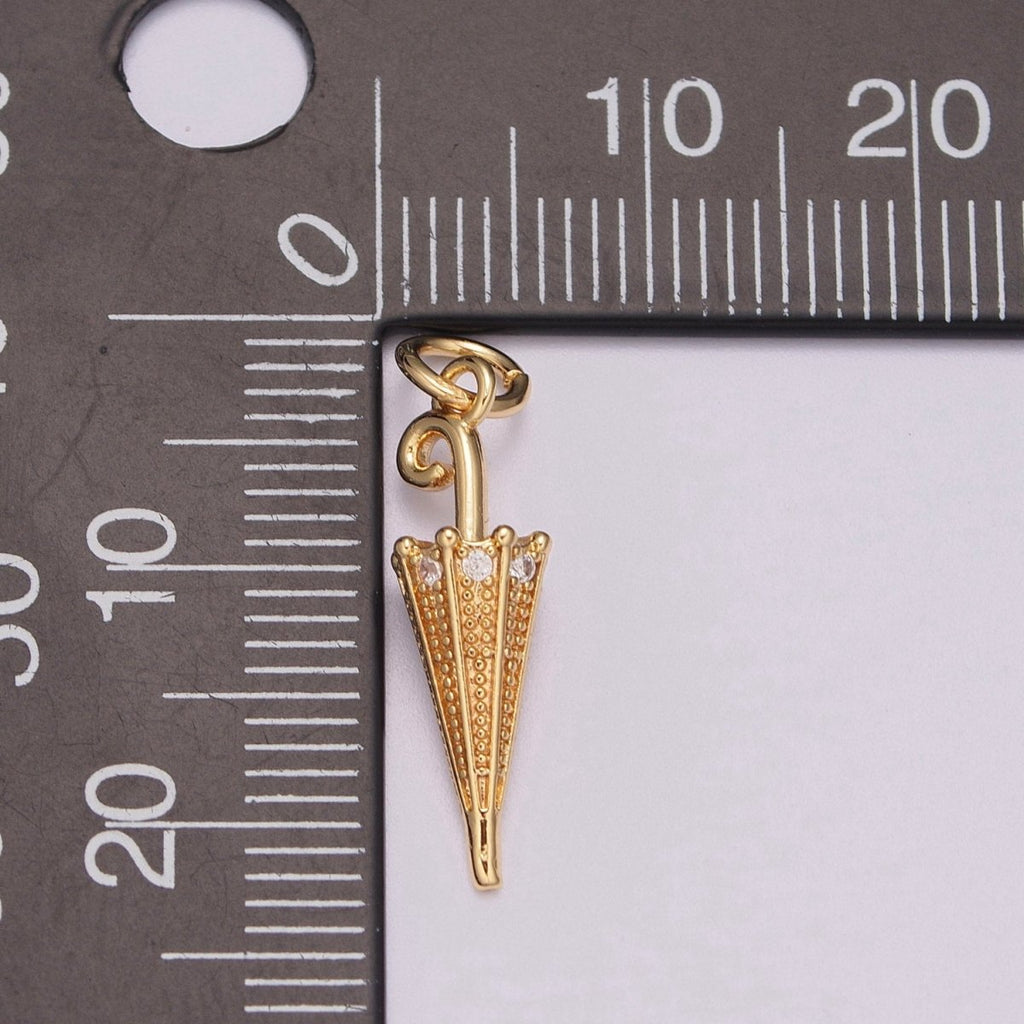 18k Gold plated Umbrella Charm Small Umbrella Necklace Bracelet Pendant DIY Jewelry Findings M-772 - DLUXCA