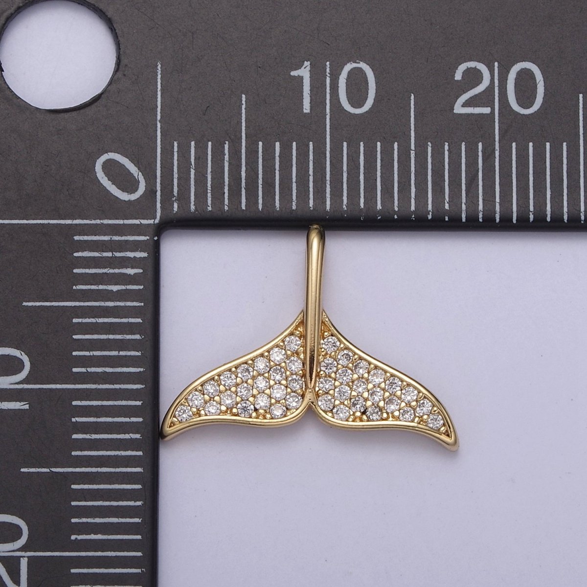 18k Gold plated Whale Tail Charms, Micro Pave Mermaid Tail Charm, Animal Charms, Dolphin Tail Pendants for Bracelet Necklace N-706 - DLUXCA