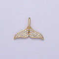 18k Gold plated Whale Tail Charms, Micro Pave Mermaid Tail Charm, Animal Charms, Dolphin Tail Pendants for Bracelet Necklace N-706 - DLUXCA