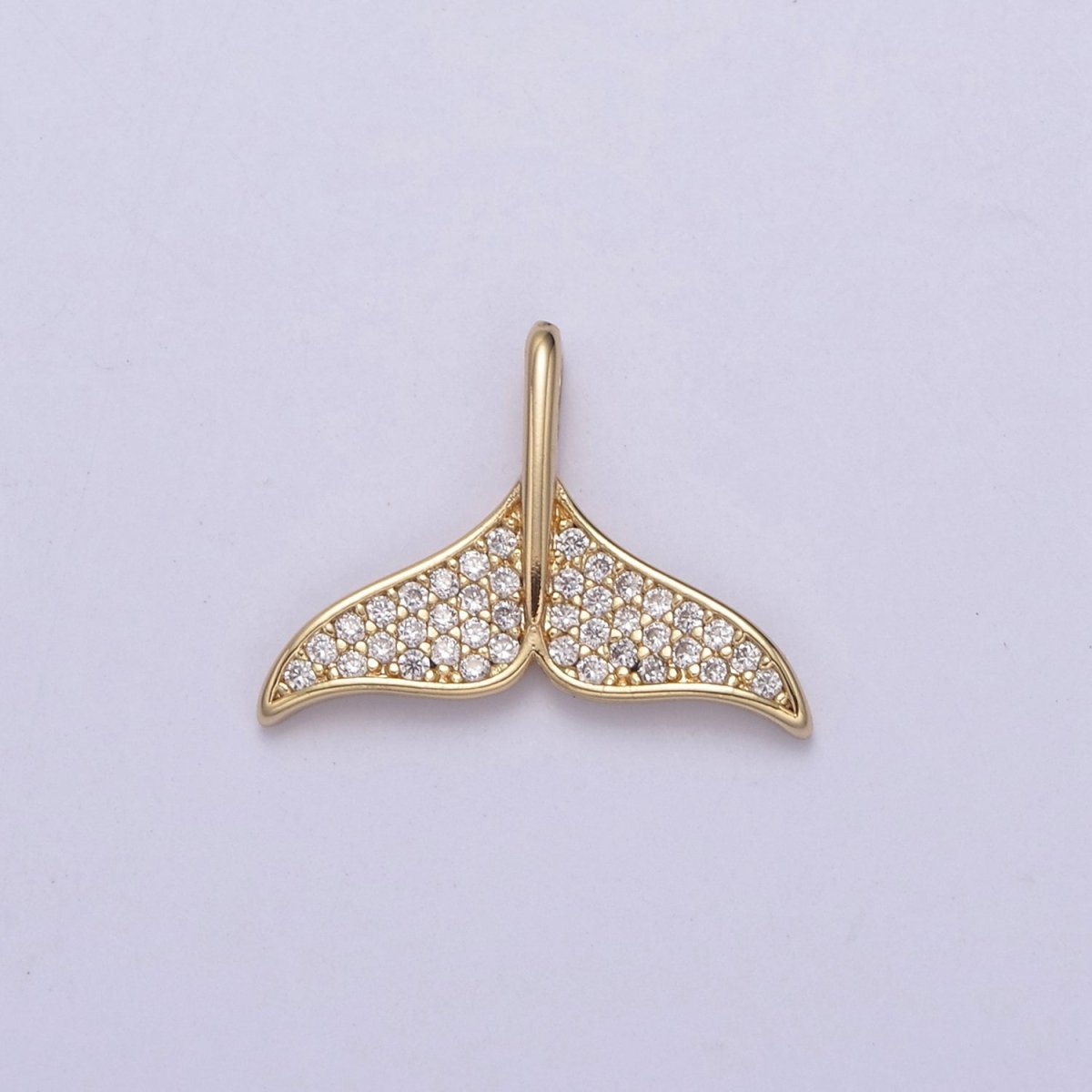 18k Gold plated Whale Tail Charms, Micro Pave Mermaid Tail Charm, Animal Charms, Dolphin Tail Pendants for Bracelet Necklace N-706 - DLUXCA