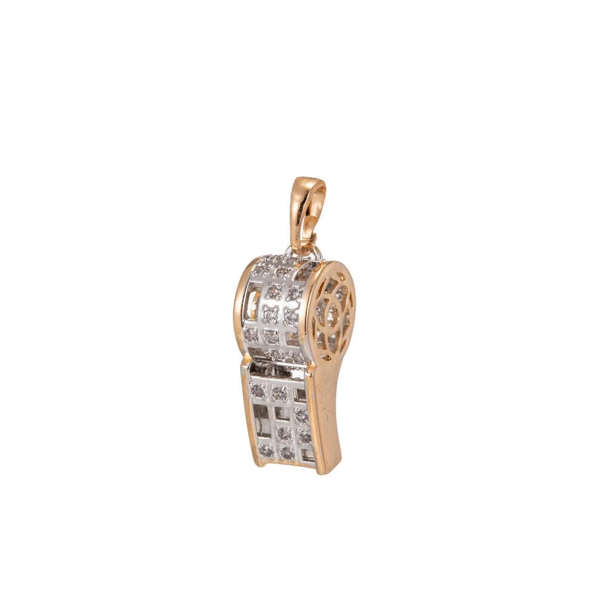 18K Gold plated Whistle Charm Micro Pave Pendant Findings for Necklace Component Jewelry Making Supplies I-213 - DLUXCA