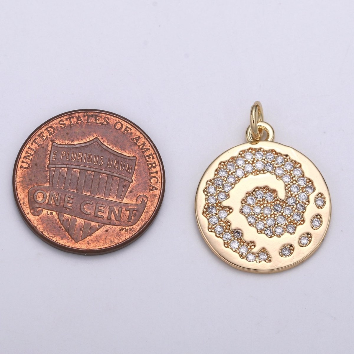 18K Gold plated Wind Coin Charm E-096 - DLUXCA