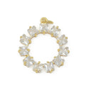 18K Gold plated Wreath Crystal Round Charm M-385 - DLUXCA