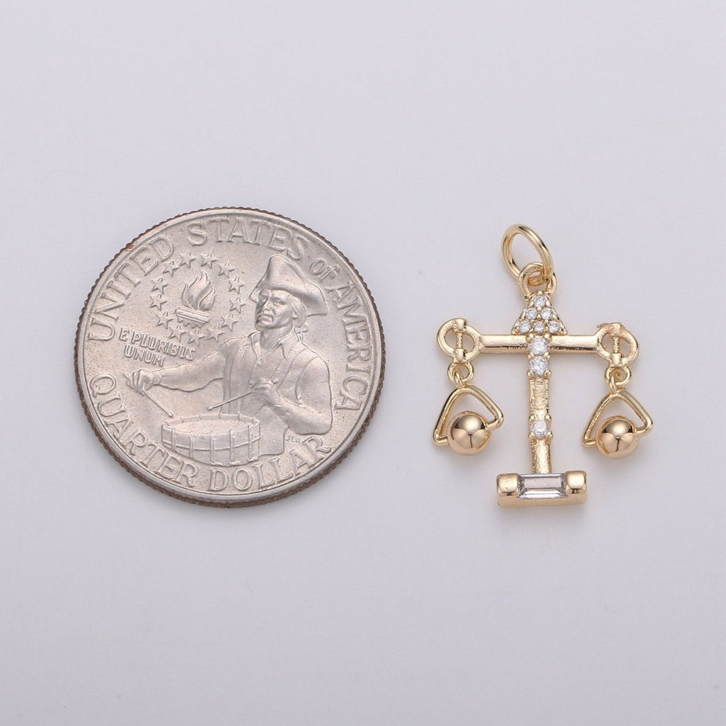 18k Gold plated Zodiac Sign Charm, Dainty Libra Scales Sign Astrology Pendant Charm for Necklace Earring Supply D-740 - DLUXCA