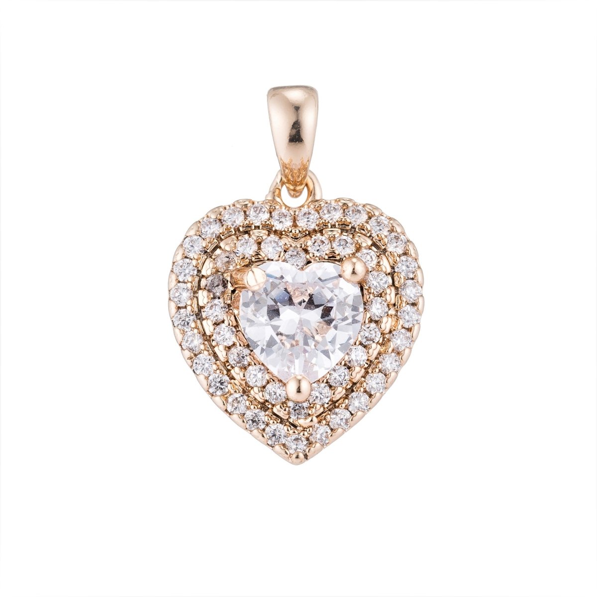 18K Gold Gold plated Crystal Heart Pendants I-734 - DLUXCA
