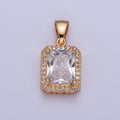 18K Gold Micro Pave CZ Baguette Pendant Charm . Statement Necklace X-357 - DLUXCA