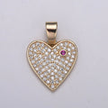 18K Gold Micro Pave CZ Heart Pendant Charm, Open Heart Micro Pave CZ Pendant Charm, Pendant, For DIY Jewelry, J-284 - DLUXCA