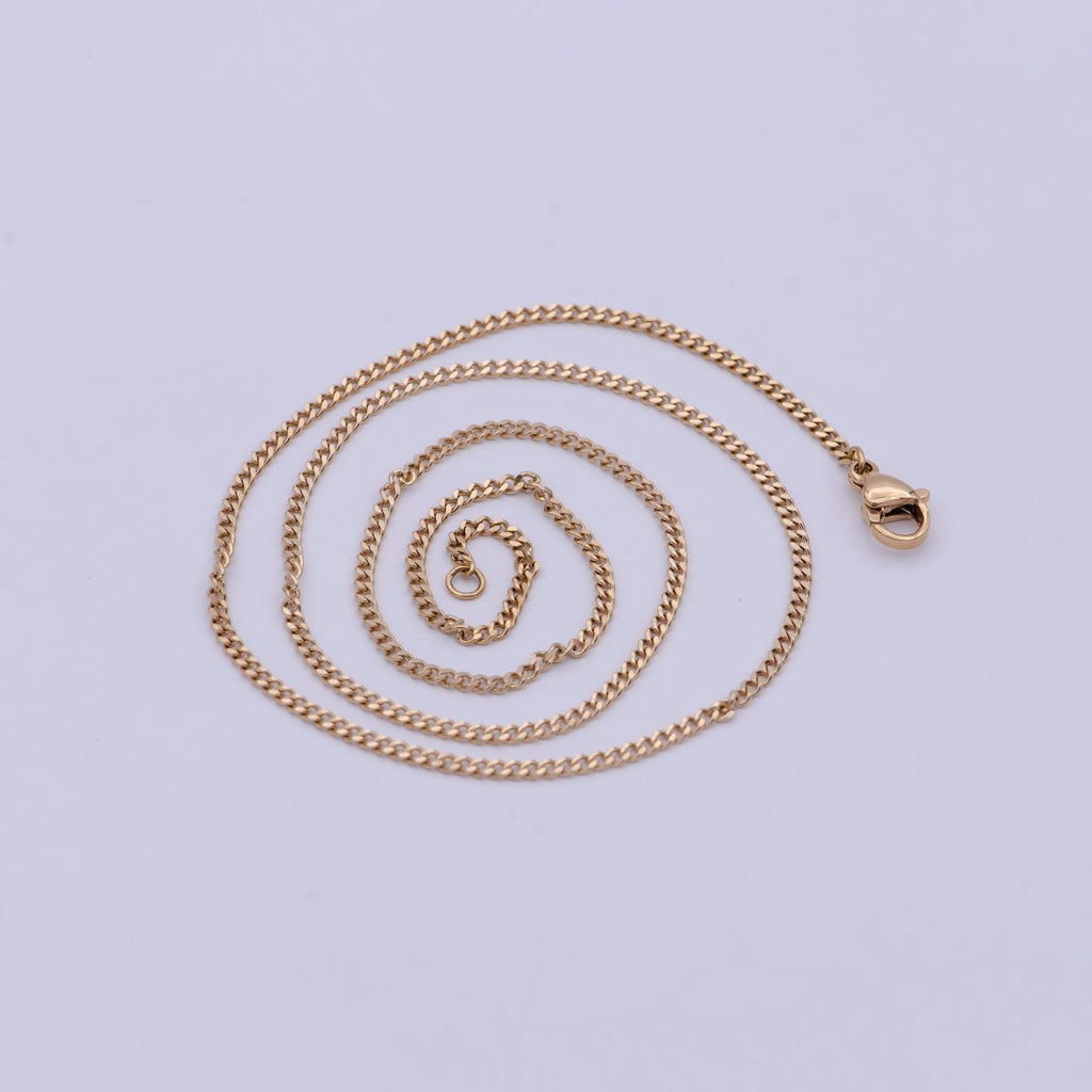 18k Gold Plated Chain, Curb Chain, Cuban Chain Necklace, Stacked Gold Chains, Gold Chain Necklace for Woman, Cuban Link | WA-765 Clearance Pricing - DLUXCA