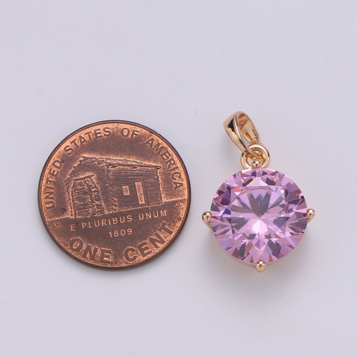 18K Pink Crystal Gold plated Round Pendants J-112 - DLUXCA
