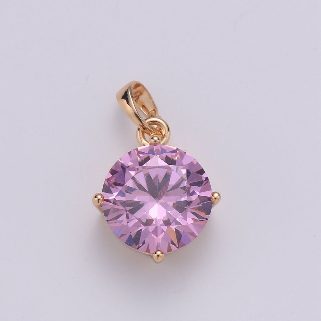 18K Pink Crystal Gold plated Round Pendants J-112 - DLUXCA