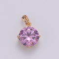18K Pink Crystal Gold plated Round Pendants J-112 - DLUXCA