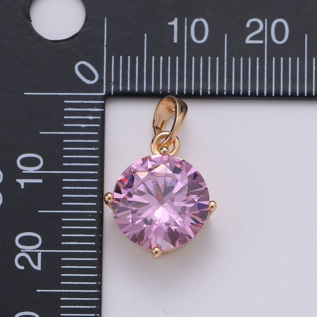 18K Pink Crystal Gold plated Round Pendants J-112 - DLUXCA