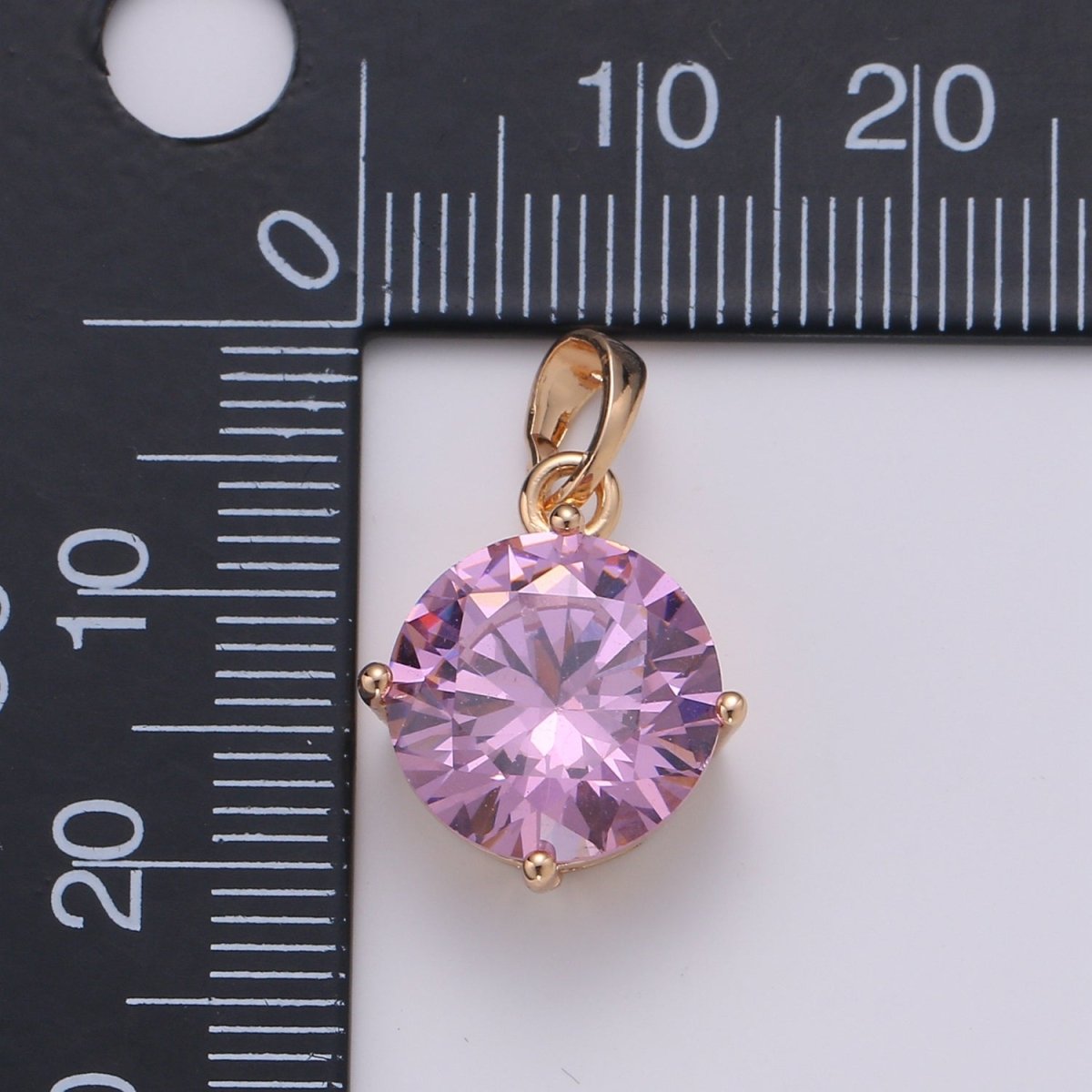 18K Pink Crystal Gold plated Round Pendants J-112 - DLUXCA